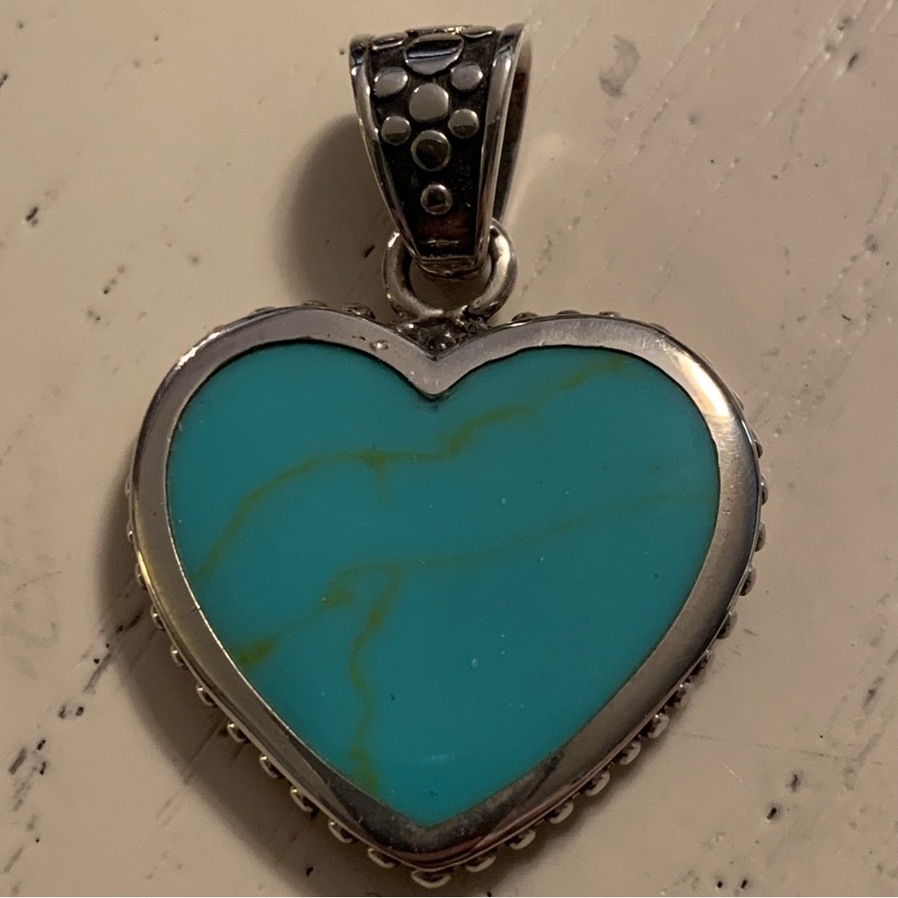 925 Silver Turquoise Pendant and Earrings set - Picture 3 of 5